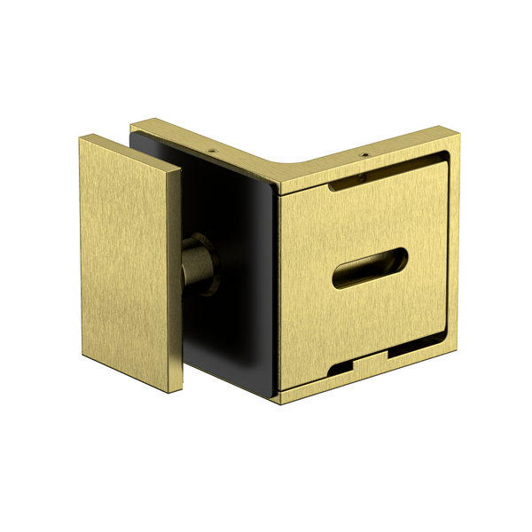Stealth Wall to Glass Bracket with 30mm plate Raw Brushed Brass