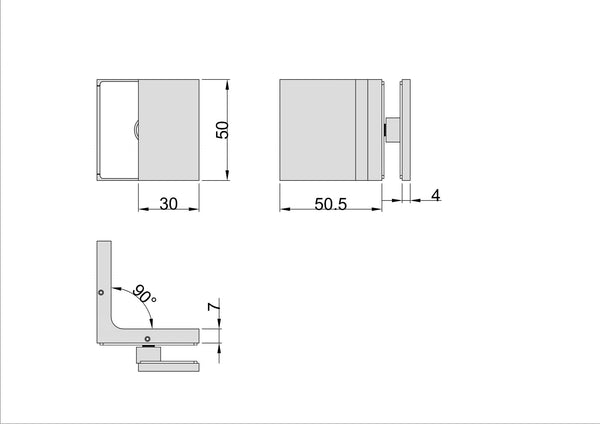 Stealth Wall to Glass Bracket with 30mm plate Brushed Brass