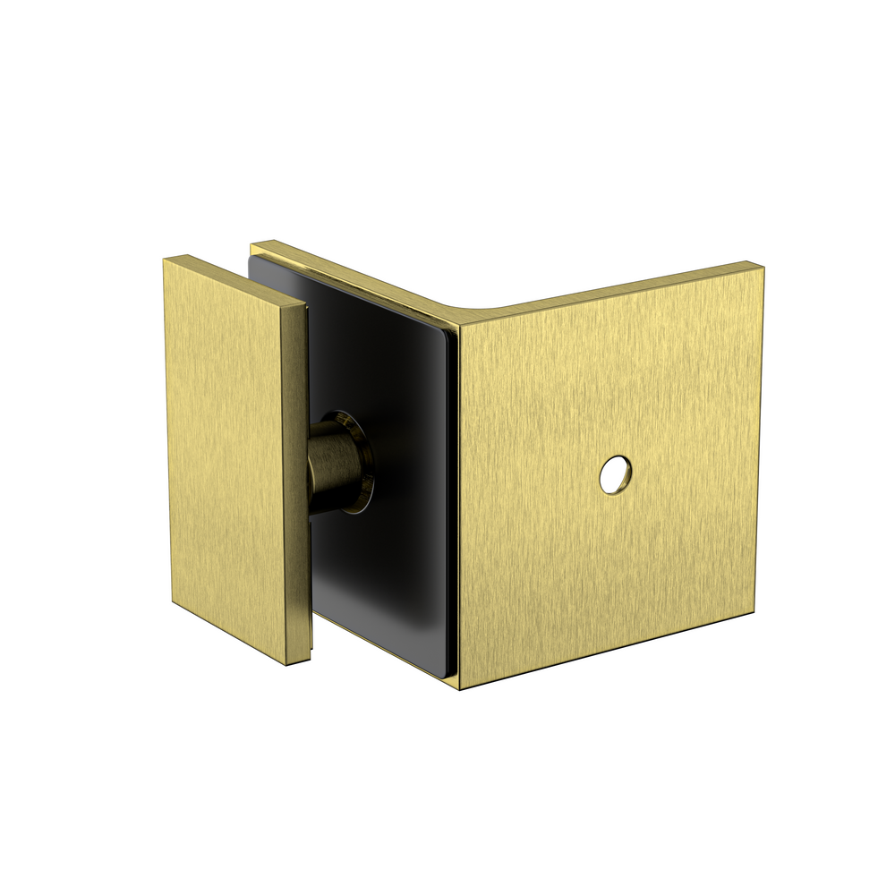 Boston Wall to Glass Bracket with 30mm Cover Plate Raw Brushed Brass