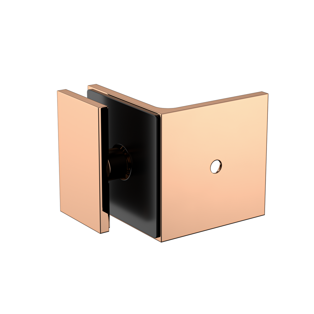Boston Wall to Glass Bracket with 30mm Cover Plate Polished Rose Gold