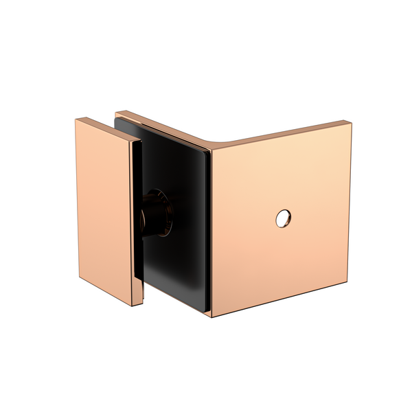 Boston Wall to Glass Bracket with 30mm Cover Plate Polished Rose Gold