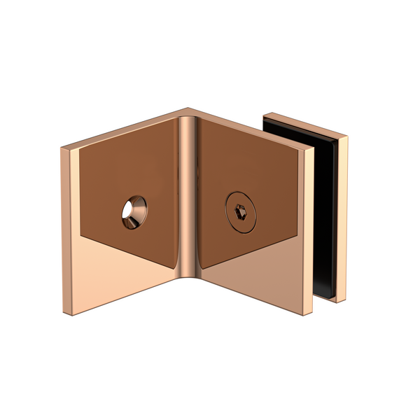 Boston Wall to Glass Bracket with 30mm Cover Plate Polished Rose Gold