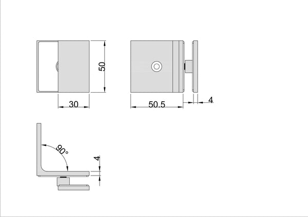 Boston Wall to Glass Bracket with 30mm Cover Plate Polished Gold