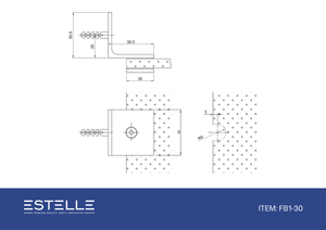 Boston Wall to Glass Bracket with 30mm Cover Plate Polished Chrome