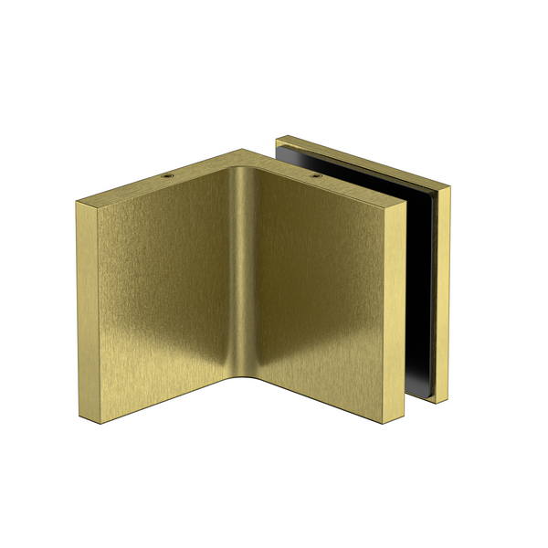 Stealth Wall to Glass Bracket with Cover Plate - Brushed Brass