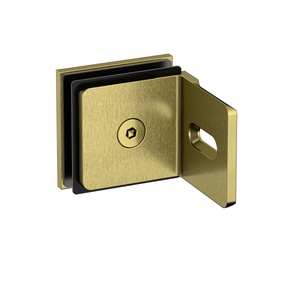 Stealth Wall to Glass Bracket with Cover Plate - Raw Brushed Brass