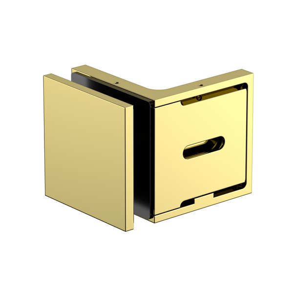 Stealth Wall to Glass Bracket with Cover Plate - Polished Gold