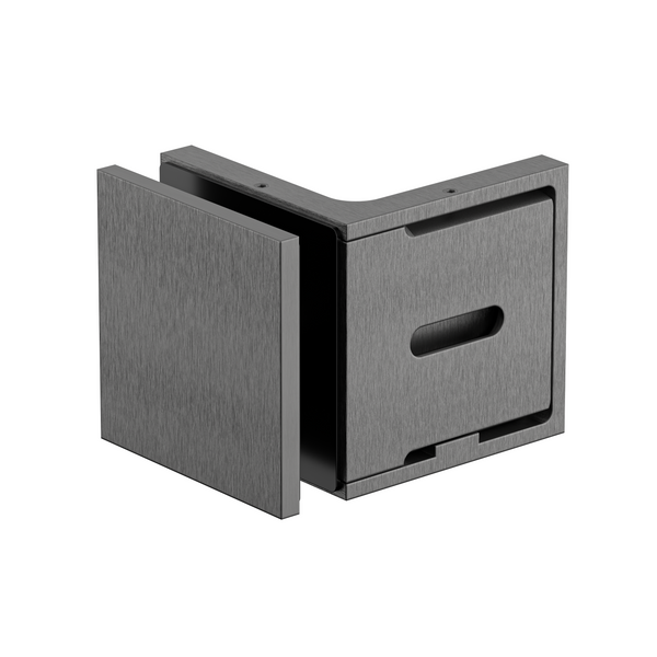 Stealth Wall to Glass Bracket with Cover Plate - Brushed Gun Metal