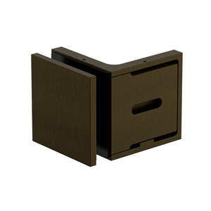 Stealth Wall to Glass Bracket with Cover Plate - Antique Brass