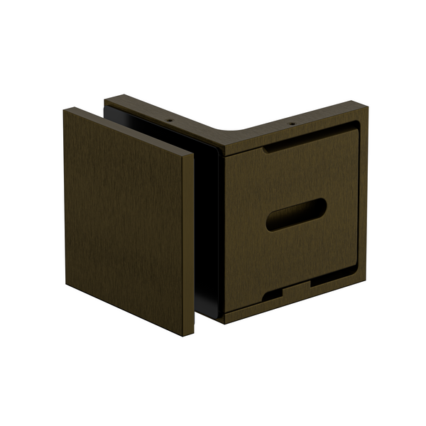 Stealth Wall to Glass Bracket with Cover Plate - Antique Brass