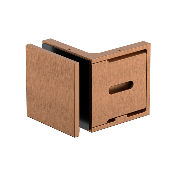 Stealth Wall to Glass Bracket with Cover Plate - Brushed Rose Gold