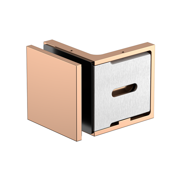 Stealth Wall to Glass Bracket with Cover Plate - Polished Rose Gold