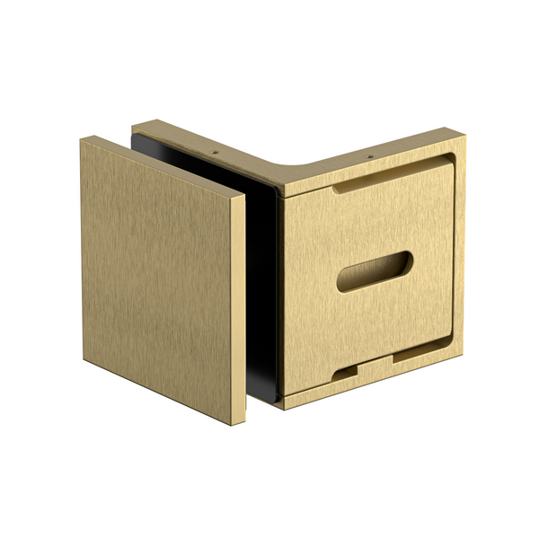 Stealth Wall to Glass Bracket with Cover Plate - Soft Gold Brushed