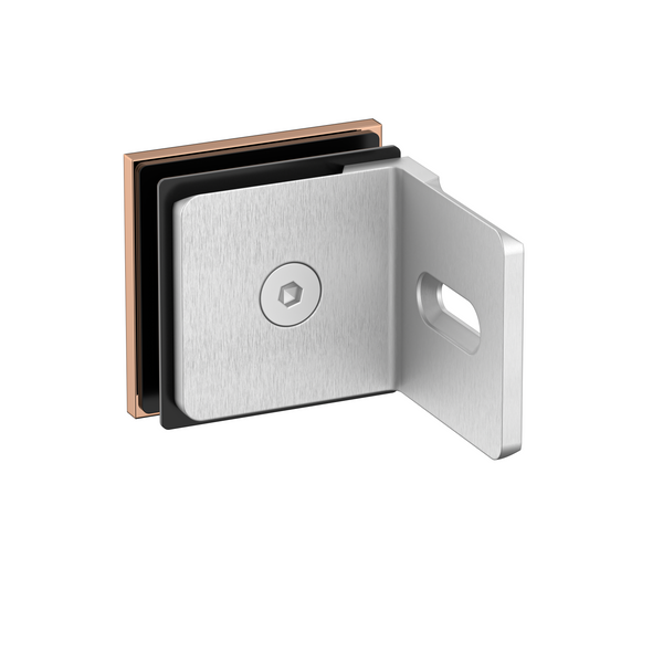 Stealth Wall to Glass Bracket with Cover Plate - Polished Rose Gold