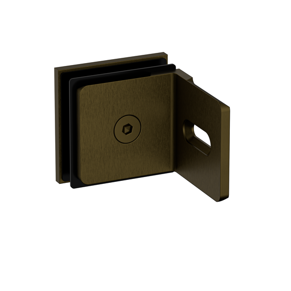 Stealth Wall to Glass Bracket with Cover Plate - Antique Brass