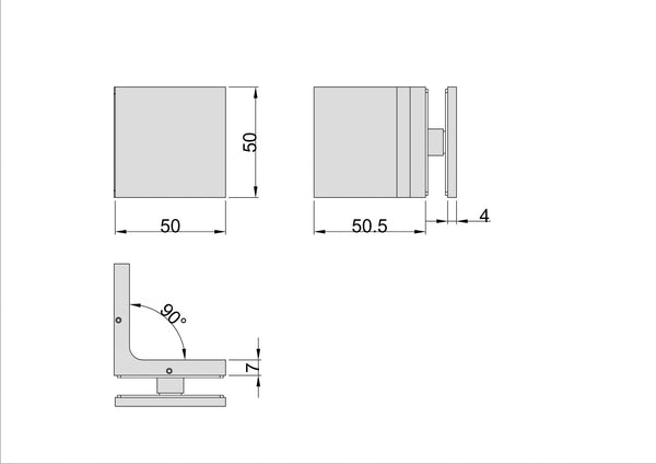 Stealth Wall to Glass Bracket with Cover Plate - Matte Chrome