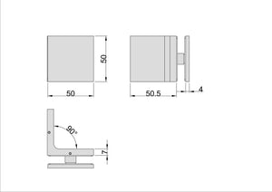 Stealth Wall to Glass Bracket with Cover Plate - Polished Rose Gold
