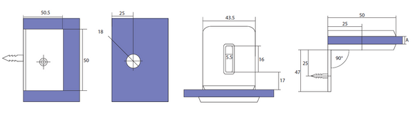 Stealth Wall to Glass Bracket with Cover Plate - White