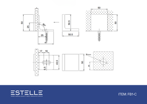 Stealth Wall to Glass Bracket with Cover Plate - Raw Brushed Brass