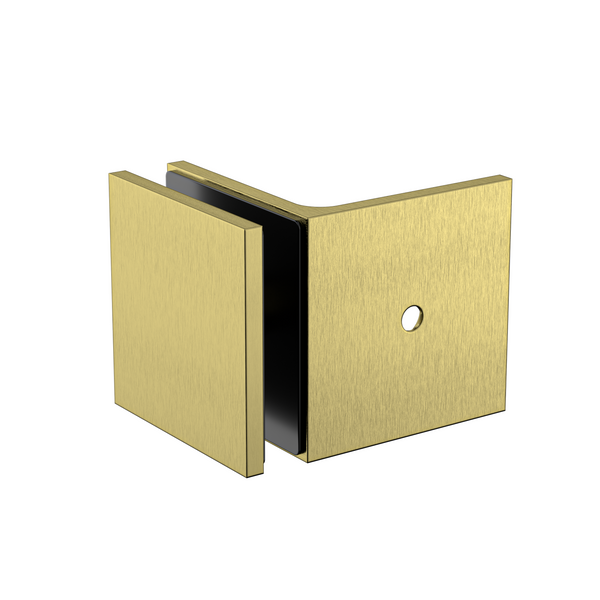 Boston 90 Degree Wall to Glass Bracket Brushed Brass