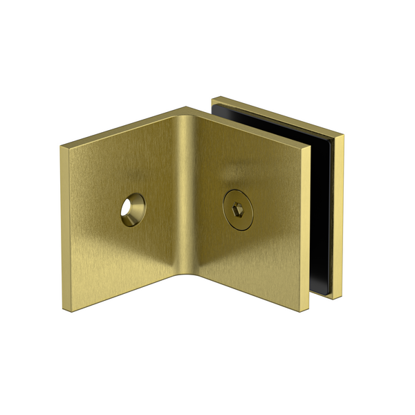 Boston 90 Degree Wall to Glass Bracket Brushed Brass
