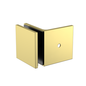 Boston 90 Degree Wall to Glass Bracket  Polished Gold