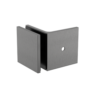 90 Degree Wall to Glass Bracket Brushed Gun Metal