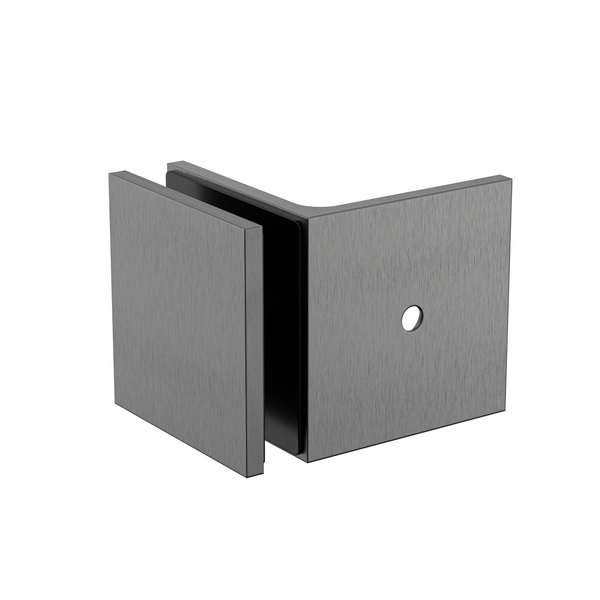 90 Degree Wall to Glass Bracket Brushed Gun Metal