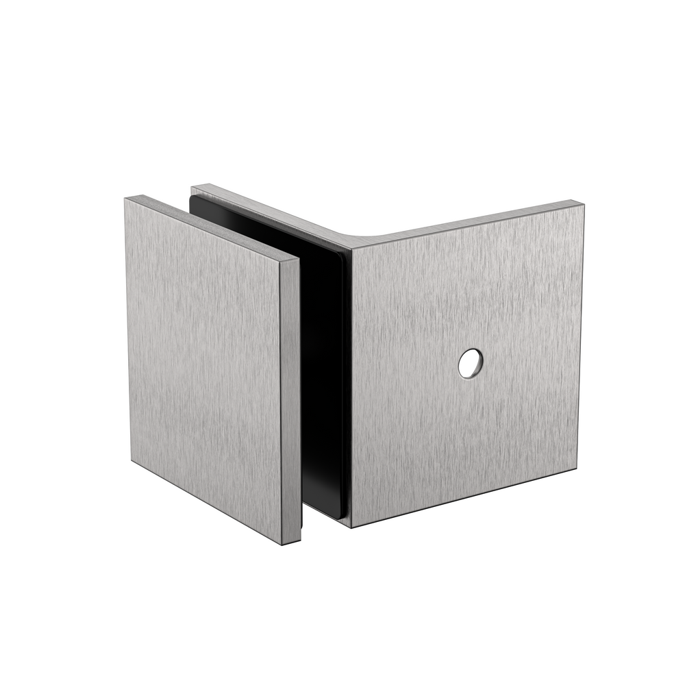 Boston 90 Degree Wall to Glass Bracket Satin Nickel