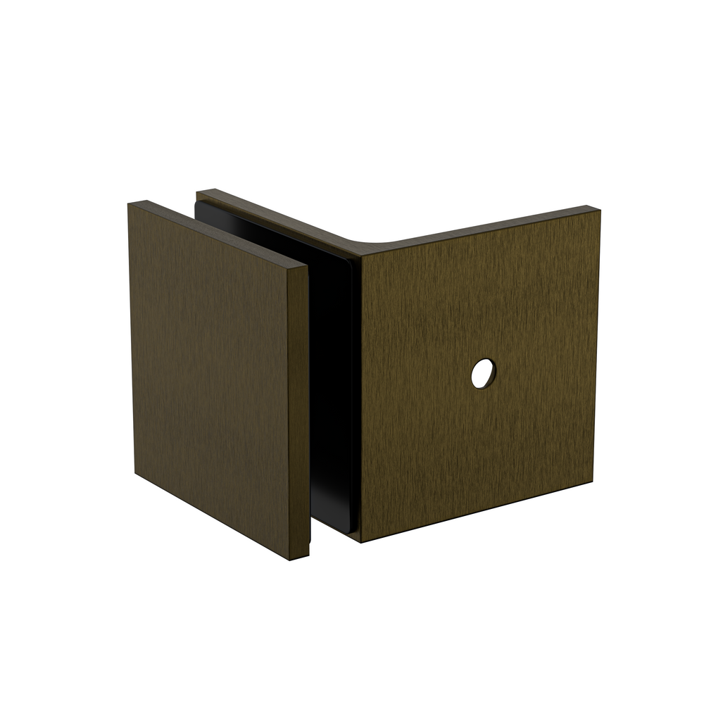 90 Degree Wall to Glass Bracket Antique Brass