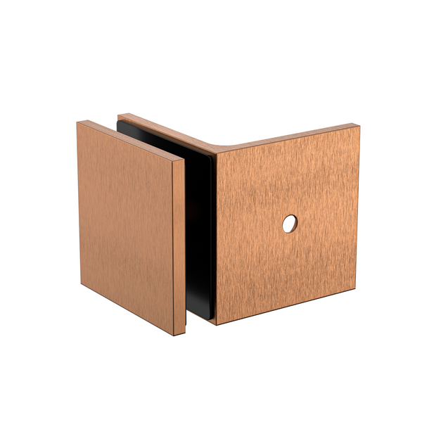 Boston 90 Degree Wall to Glass Bracket Brushed Rose Gold