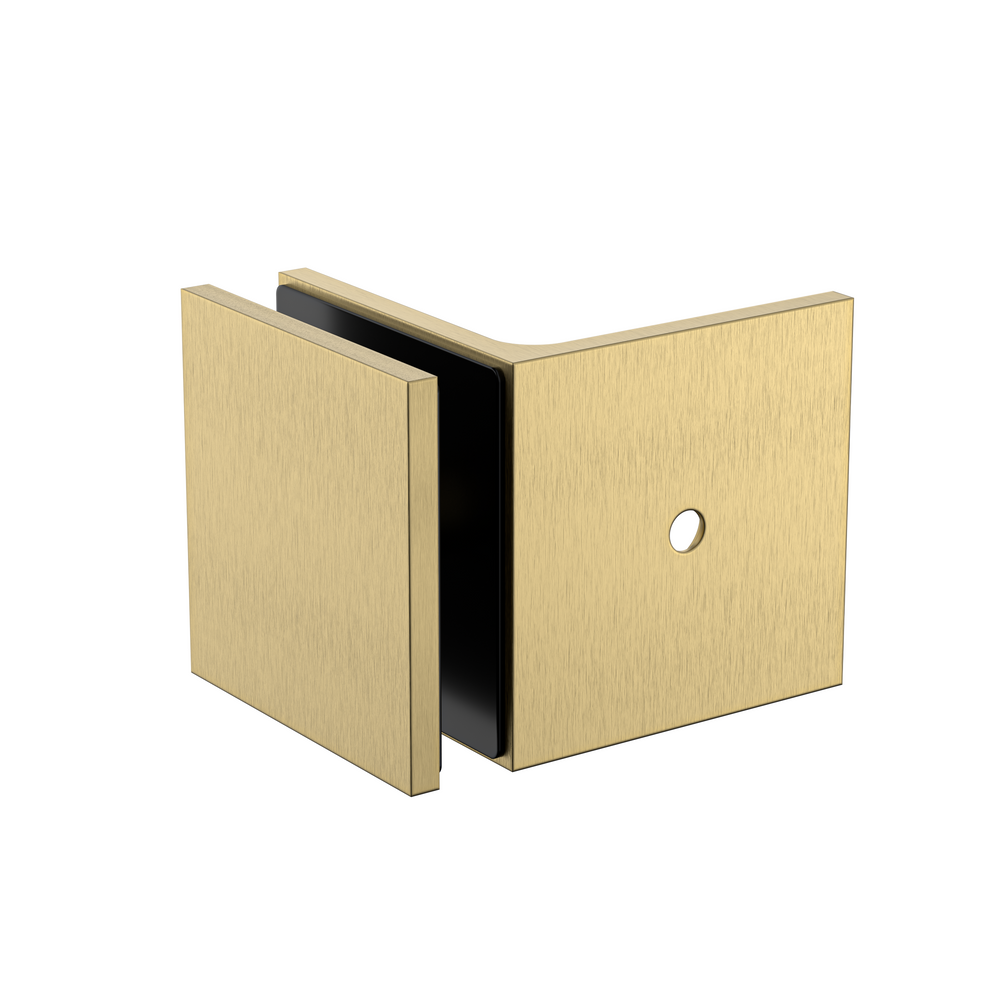 90 Degree Wall to Glass Bracket Soft Gold Brushed