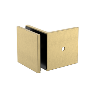 90 Degree Wall to Glass Bracket Soft Gold Brushed