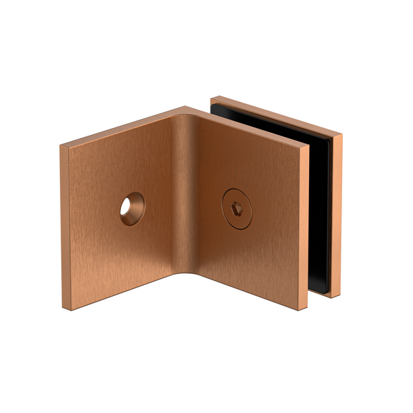 Boston 90 Degree Wall to Glass Bracket Brushed Rose Gold
