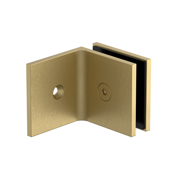 90 Degree Wall to Glass Bracket Soft Gold Brushed