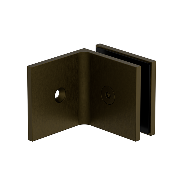 90 Degree Wall to Glass Bracket Antique Brass
