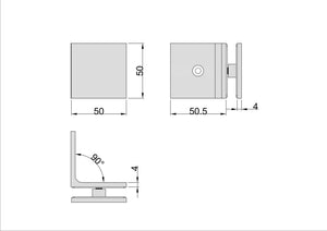 Boston 90 Degree Wall to Glass Bracket Soft Gold Brushed