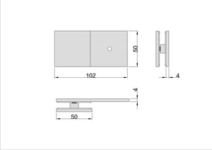 Boston Wall to Glass 180 degree Inline Bracket Raw Brushed Brass