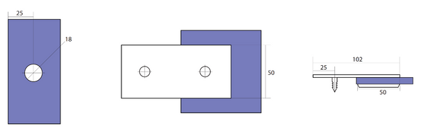Boston Wall to Glass 180 degree Inline Bracket Raw Brushed Brass