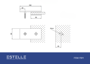 Boston Wall to Glass 180 degree Inline Bracket White