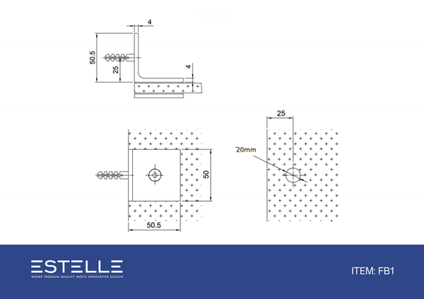Boston 90 Degree Wall to Glass Bracket Raw Brushed Brass