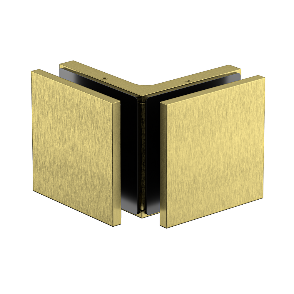 Stealth Glass to Glass Bracket with Cover Plate - Brushed Brass