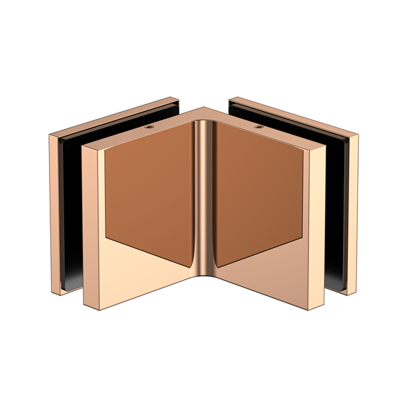 Stealth Glass to Glass Bracket with Cover Plate - Polished Rose Gold