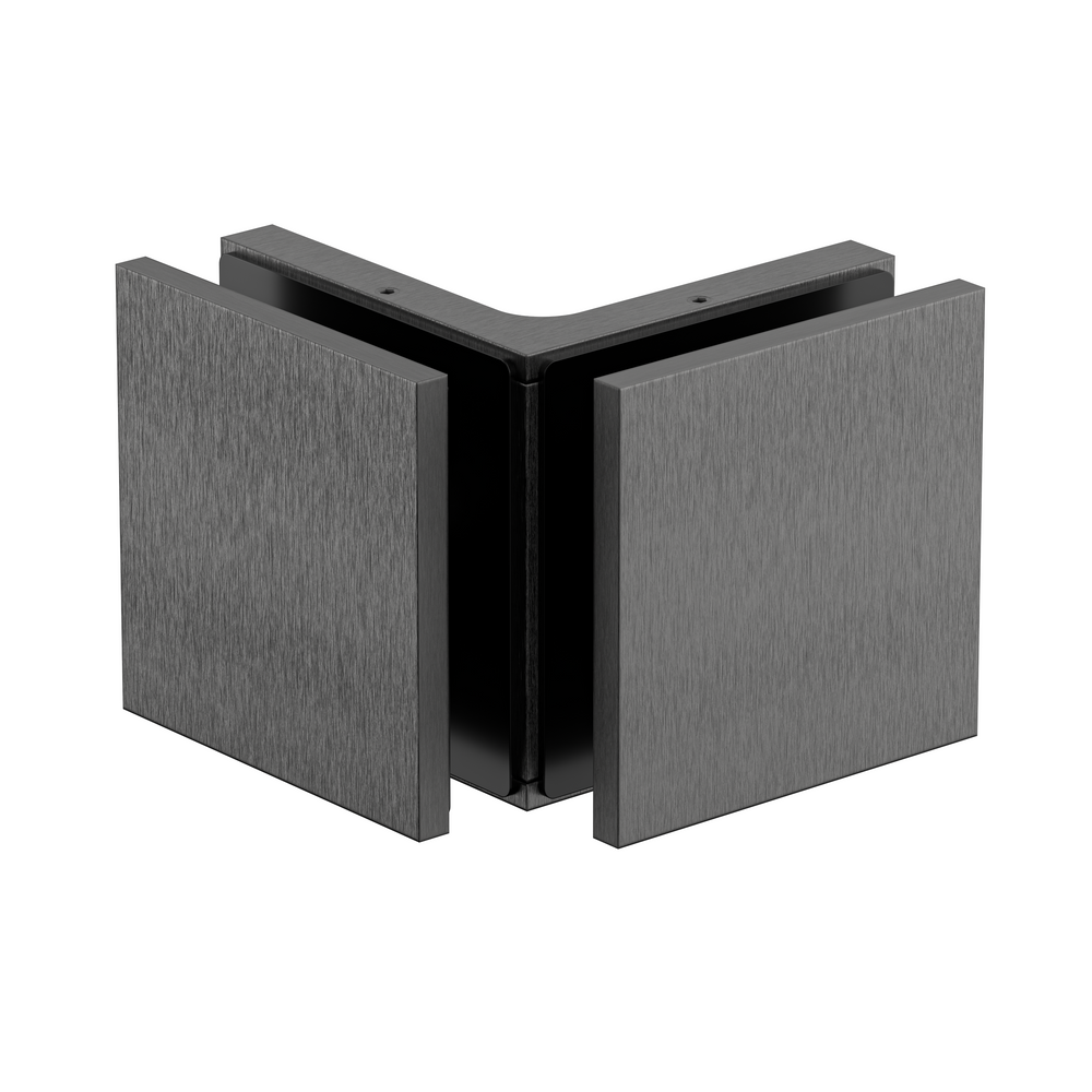Stealth Glass to Glass Bracket with Cover Plate - Brushed Gun Metal