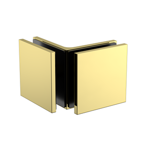 Boston 90 Degree Wall to Glass Bracket  Polished Gold