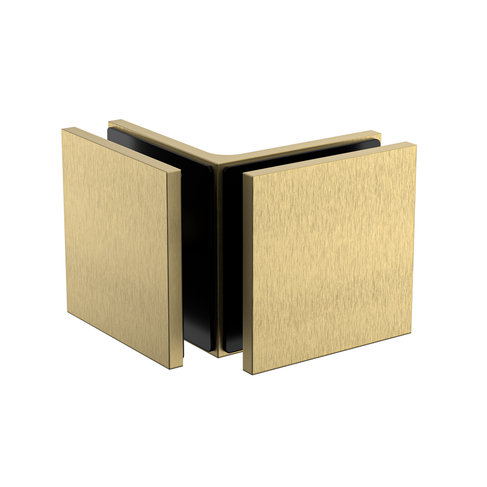 Boston Glass to Glass 90 Degree Bracket Soft Gold Brushed