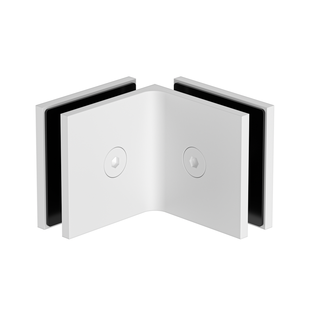 90 degree glass to glass bracket white
