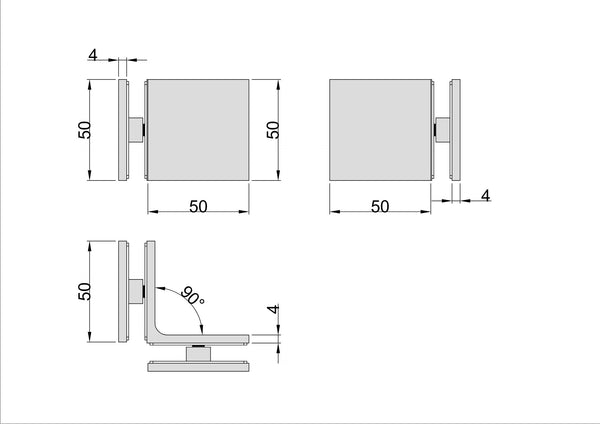 Boston Glass to Glass 90 Degree Bracket Brushed Gun Metal
