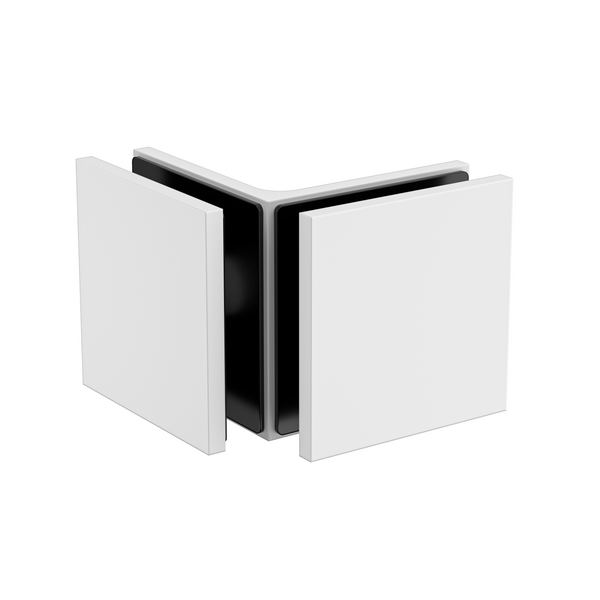 90 degree glass to glass bracket white