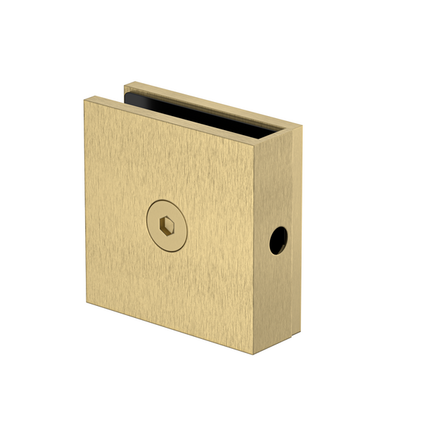Boston Wall to Glass Bracket with Concealed Fixing Soft Gold Brushed